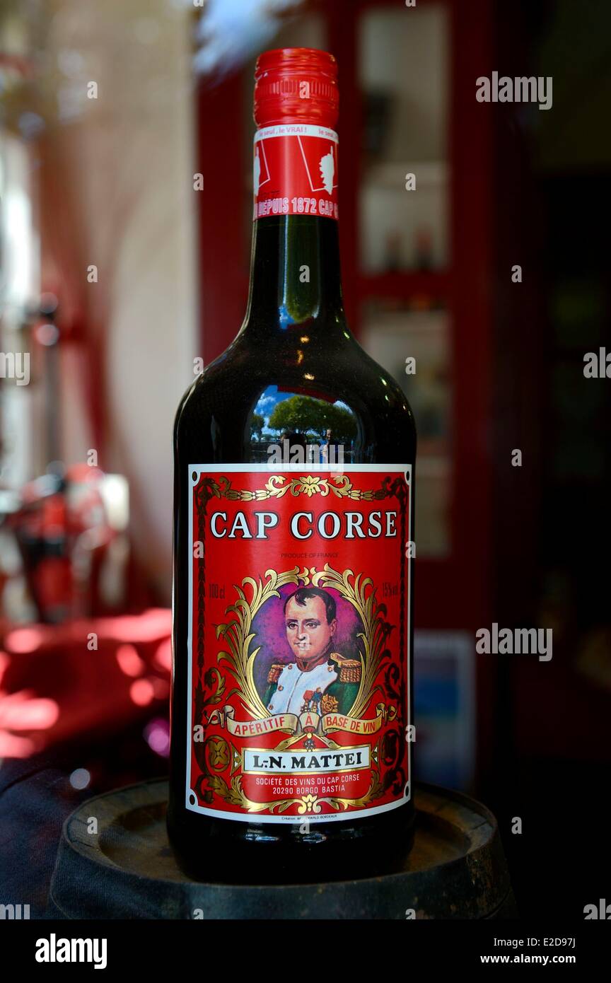 France, Haute Corse, Bastia, Mattei house 15 Boulevard du General de  Gaulle, the famous Cap Corse bottle Stock Photo - Alamy