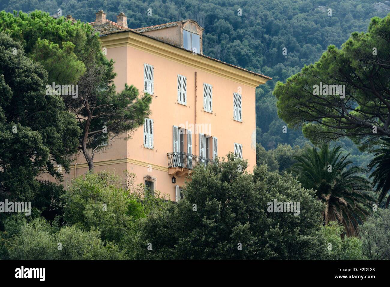 France, Haute Corse, Cap Corse, Pino, the Casa Franceschi (Palazzi or House of American) whose builder made his fortune in the trade of coffee and cocoa in Venezuela Stock Photo