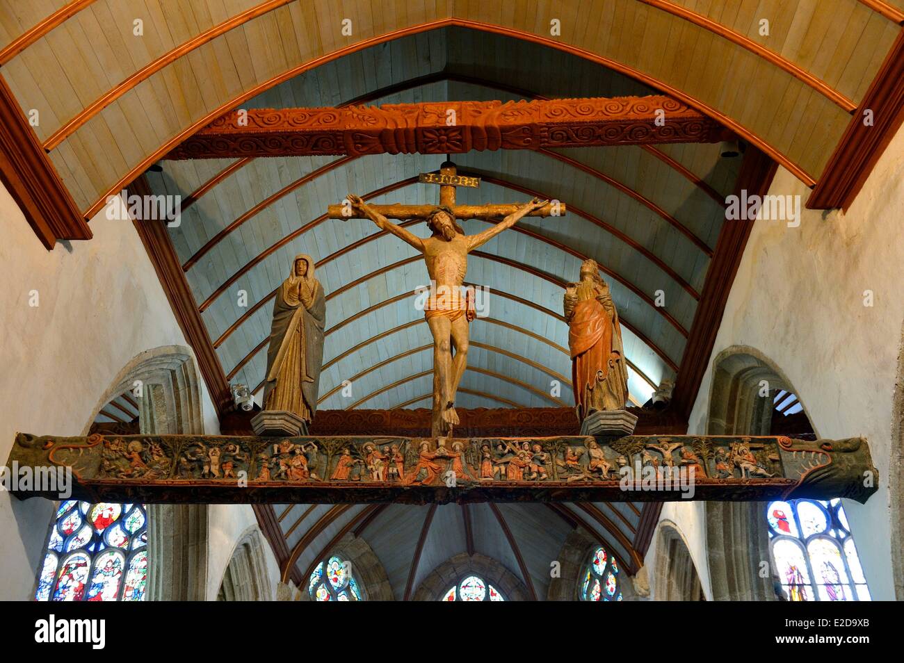 France Finistere Lampaul Guimiliau the rood beam from the church Stock ...