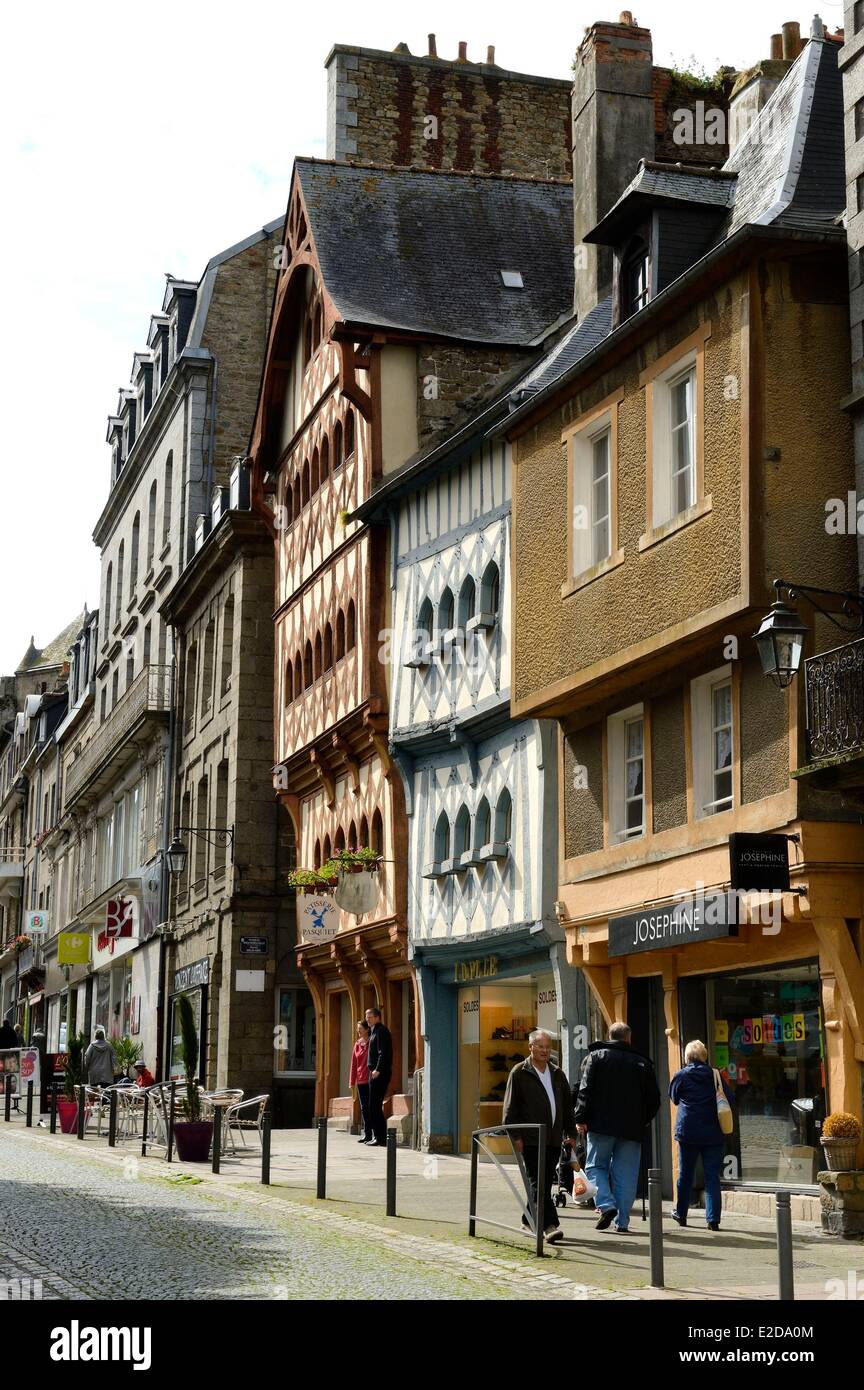 France Cotes d'Armor Guingamp Pasquiet pastry in half timbered houses of the Place du Centre Stock Photo