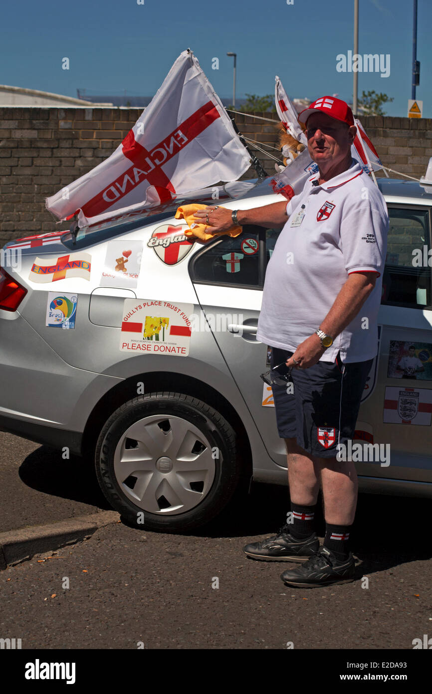 Dorset, UK. 19th June, 2014. World Cup decorated taxi Credit:  Carolyn Jenkins/Alamy Live News Stock Photo