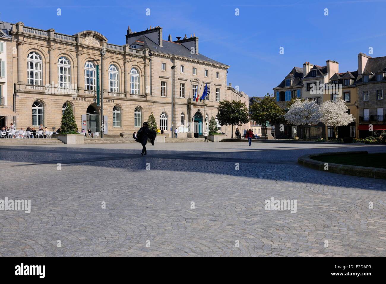 France Finistere Quimper Museum of Fine Arts and City Hall on Laennec Square Stock Photo