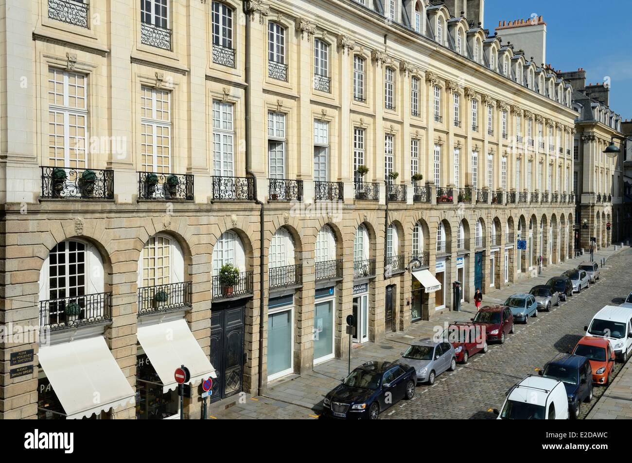 France, Ille et Vilaine, Rennes, building along the place du Parlement ...