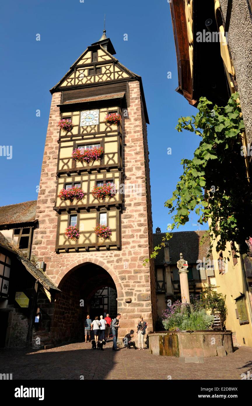 France Haut Rhin Alsace Wine Route Riquewihr labelled Les Plus Beaux Villages de France (The Most Beautiful Villages of France) Stock Photo