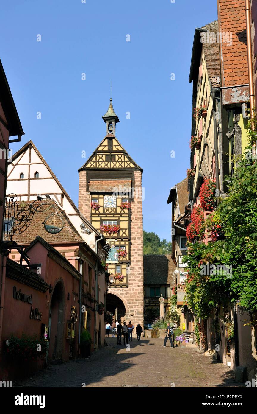 France Haut Rhin Alsace Wine Route Riquewihr labelled Les Plus Beaux Villages de France (The Most Beautiful Villages of France) Stock Photo