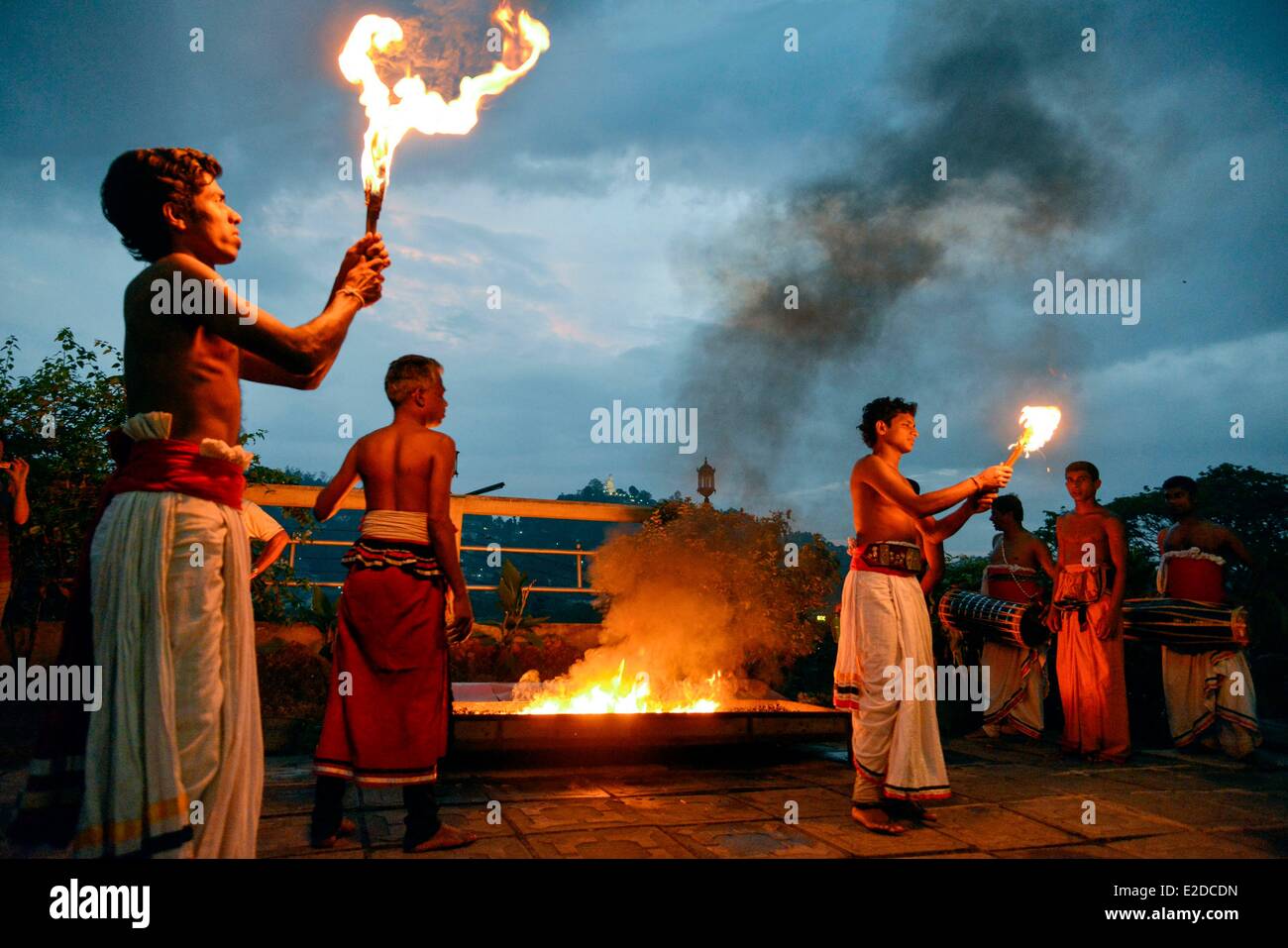 Sri Lanka, Central Province, Kandy District, Kandy, Fire-eaters Stock Photo