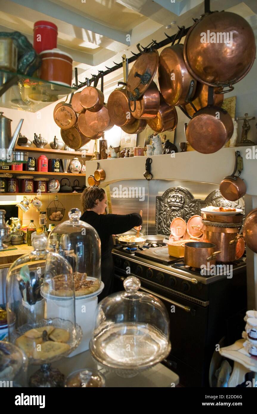 France Orne Regional Natural Park of the Perche La Perriere antiquarian tea room restaurant La maison d'horbe Stock Photo