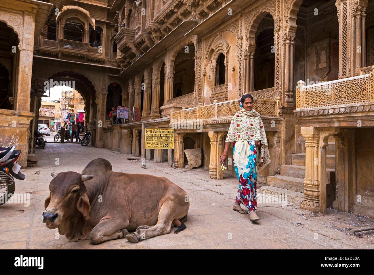 India Rajasthan state Jaisalmer the Patwa-ki-Haveli was built in the early 19th century Stock Photo