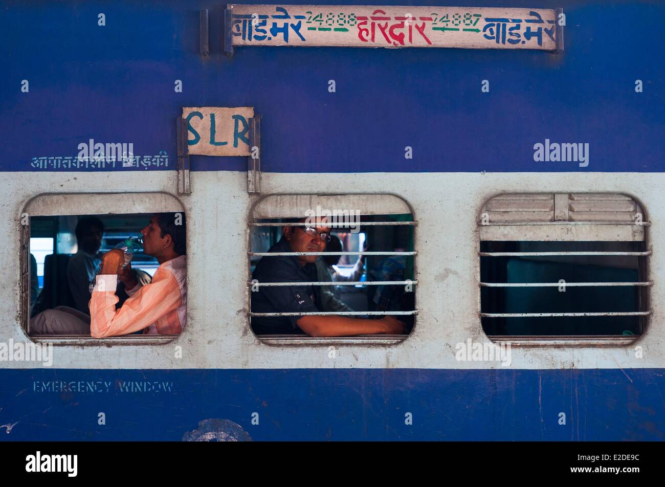 India Rajasthan state Jodhpur train arriving Stock Photo