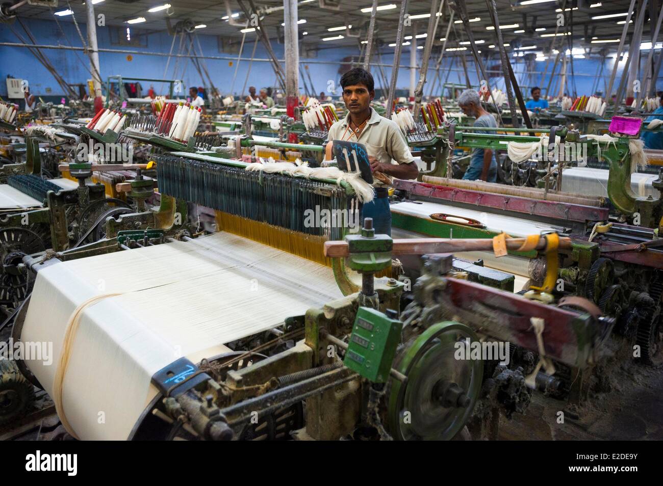 India Rajasthan state Pali Weaving factory in Pali the first town in India for dying textiles Stock Photo