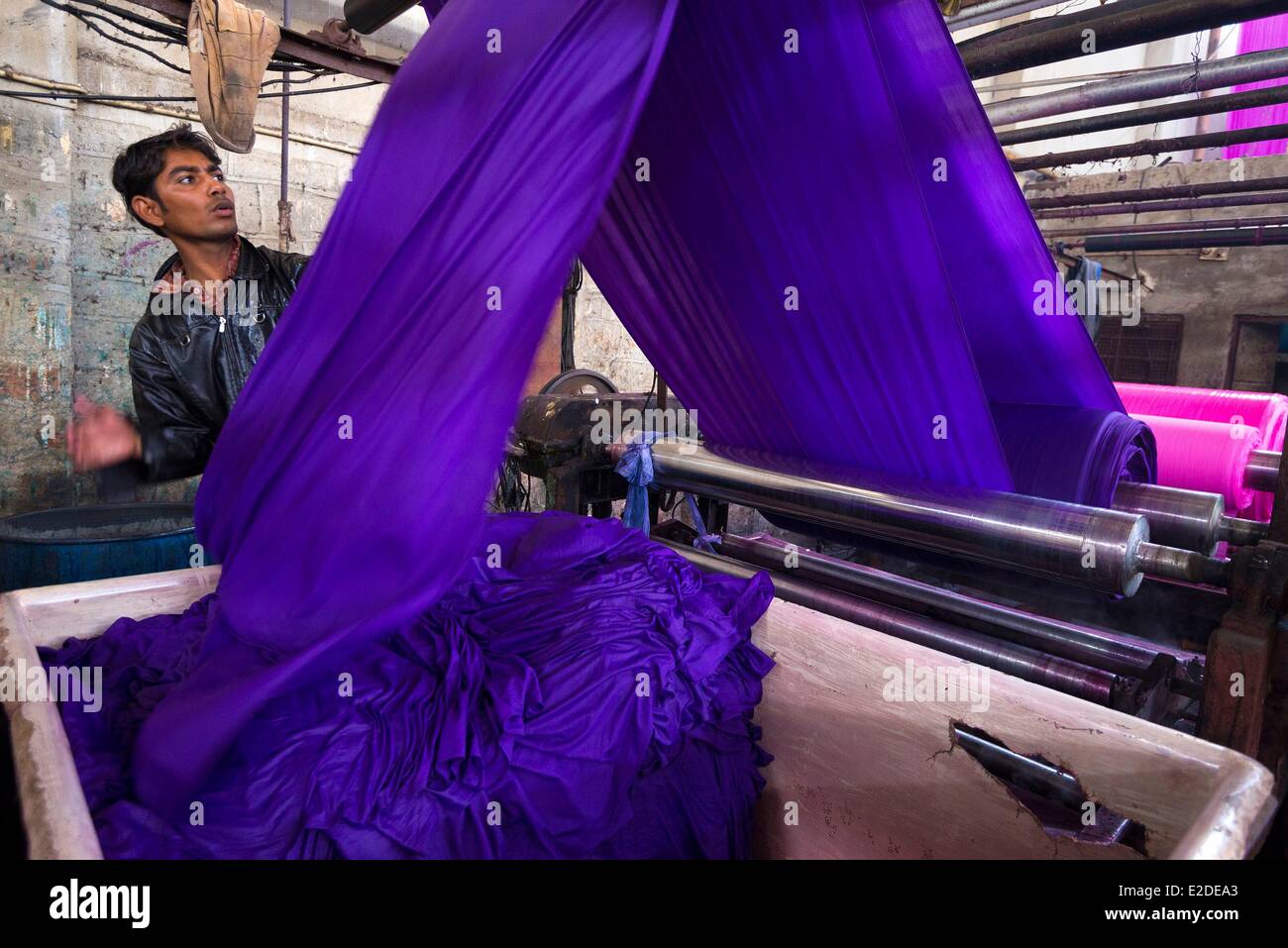 India Rajasthan state Pali Pali is the first town in India for dying textiles drying and folding Stock Photo
