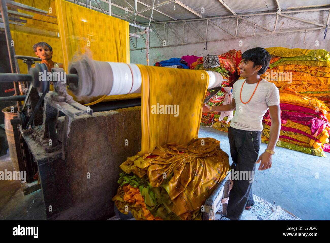India Rajasthan state Pali Pali is the first town in India for dying textiles drying and folding Stock Photo