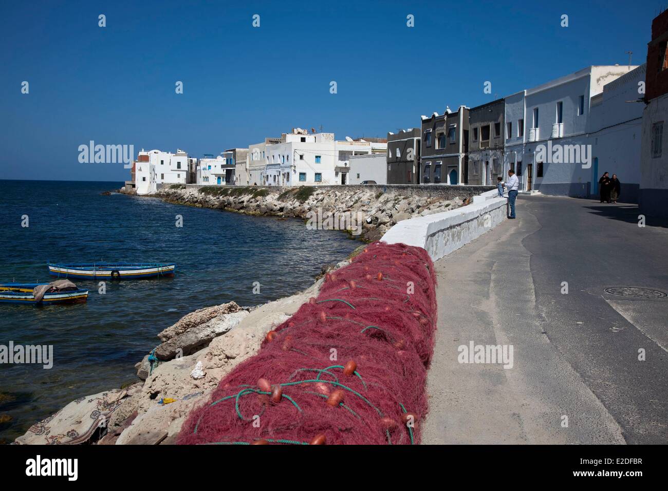 Tunisie, Mahdia, medina et petit port de pêche, Tunisia, Mahdia, medina and little harbor Stock Photo