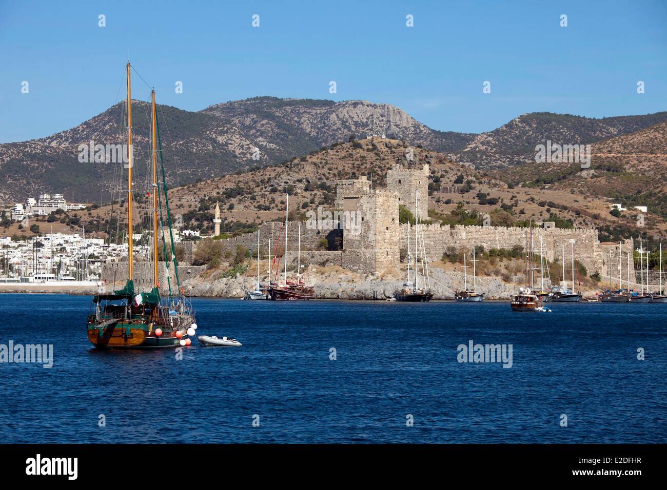 Turkey, Aegean Region, Bodrum, Peninsula, Saint Peter Castle Stock Photo