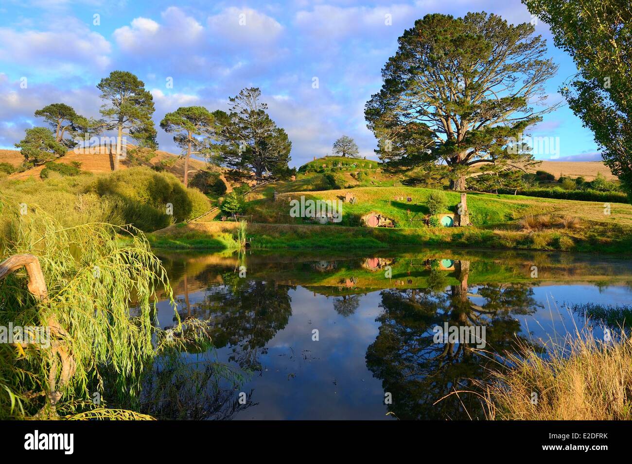 New Zealand North Island Matamata Hobbiton the hobbit village built for the movie Lord of the Rings by Peter Jackson Stock Photo