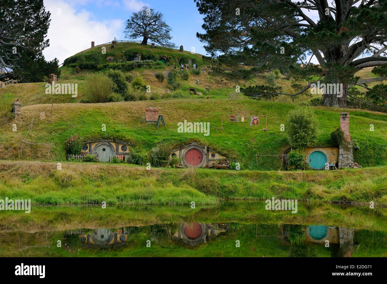 New Zealand North Island Matamata Hobbiton the hobbit village built for the movie Lord of the Rings by Peter Jackson Stock Photo
