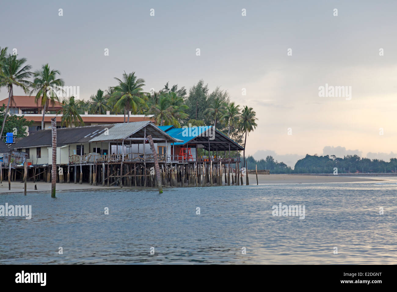 Houses near the harbor of Ko Lanta, a tropical island in the Andaman sea, Thailand. Photo V.D. Stock Photo