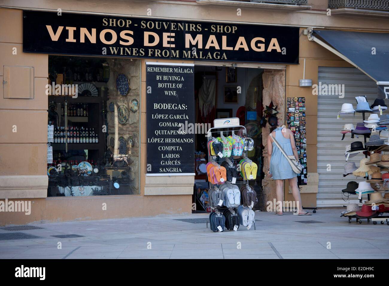Spain, Andalusia, Costa del Sol, Malaga, wine shop Stock Photo Alamy