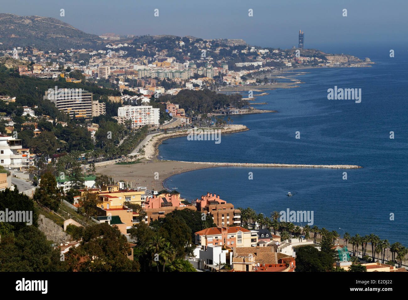 Spain Andalucia Costa del Sol Malaga panoramic view of the coast Stock Photo
