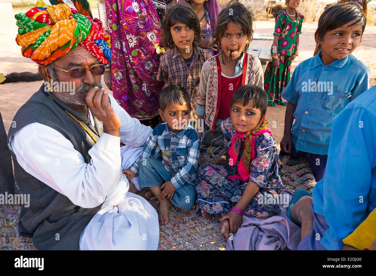 India Rajasthan state Nagaur Tribal village of Singhani near the town of Nagaur Stock Photo