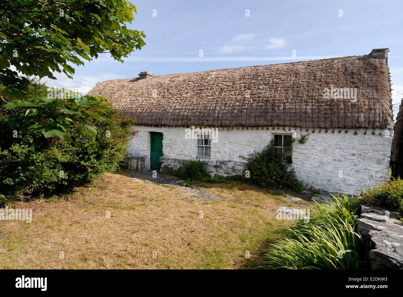 Ireland County Galway Aran Islands Inishmaan John Millington Synge's cottage where he spent his summers from 1889 to 1902 Stock Photo