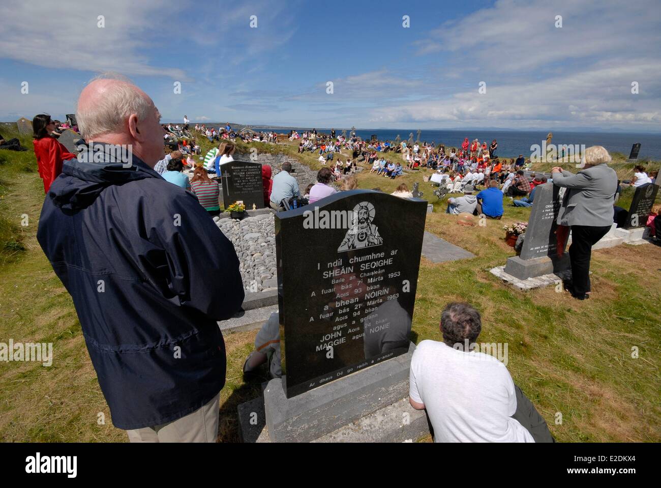 Ireland County Galway Aran Islands Inisheer Teampall Caomhan church of Saint Kevin of 10th century open-air mass Saint Kevin is Stock Photo