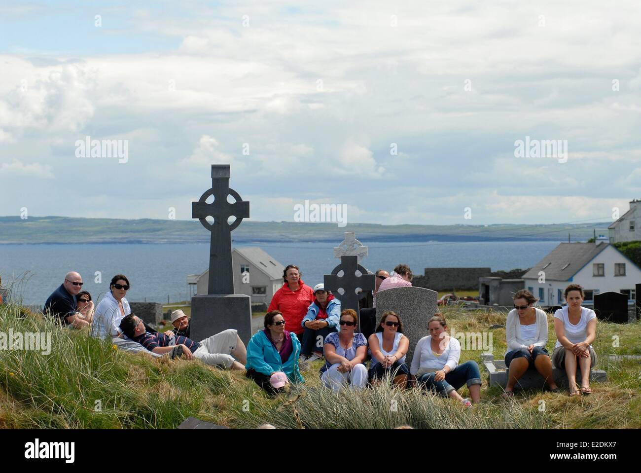 Ireland County Galway Aran Islands Inisheer Teampall Caomhan church of Saint Kevin of 10th century open-air mass Saint Kevin is Stock Photo