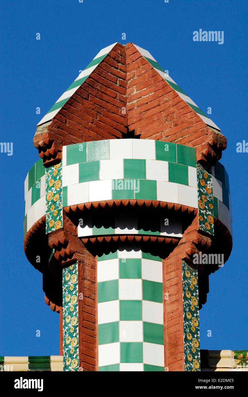 Spain Catalonia Barcelona Casa Vicens by architect Antoni Gaudi listed as World Heritage by UNESCO carrer de les Carolines 24 Stock Photo