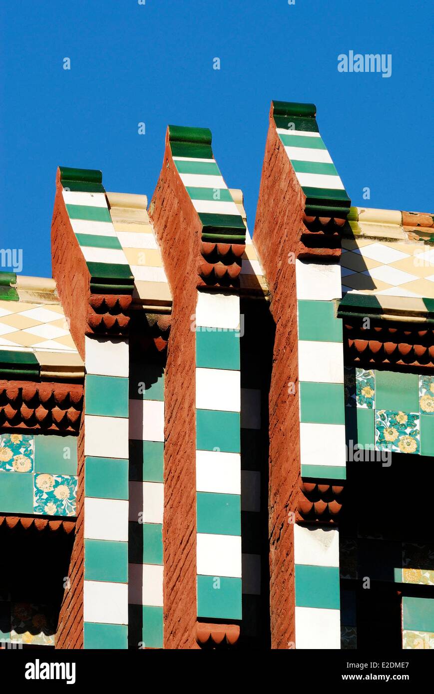 Spain Catalonia Barcelona Casa Vicens by architect Antoni Gaudi listed as World Heritage by UNESCO carrer de les Carolines 24 Stock Photo