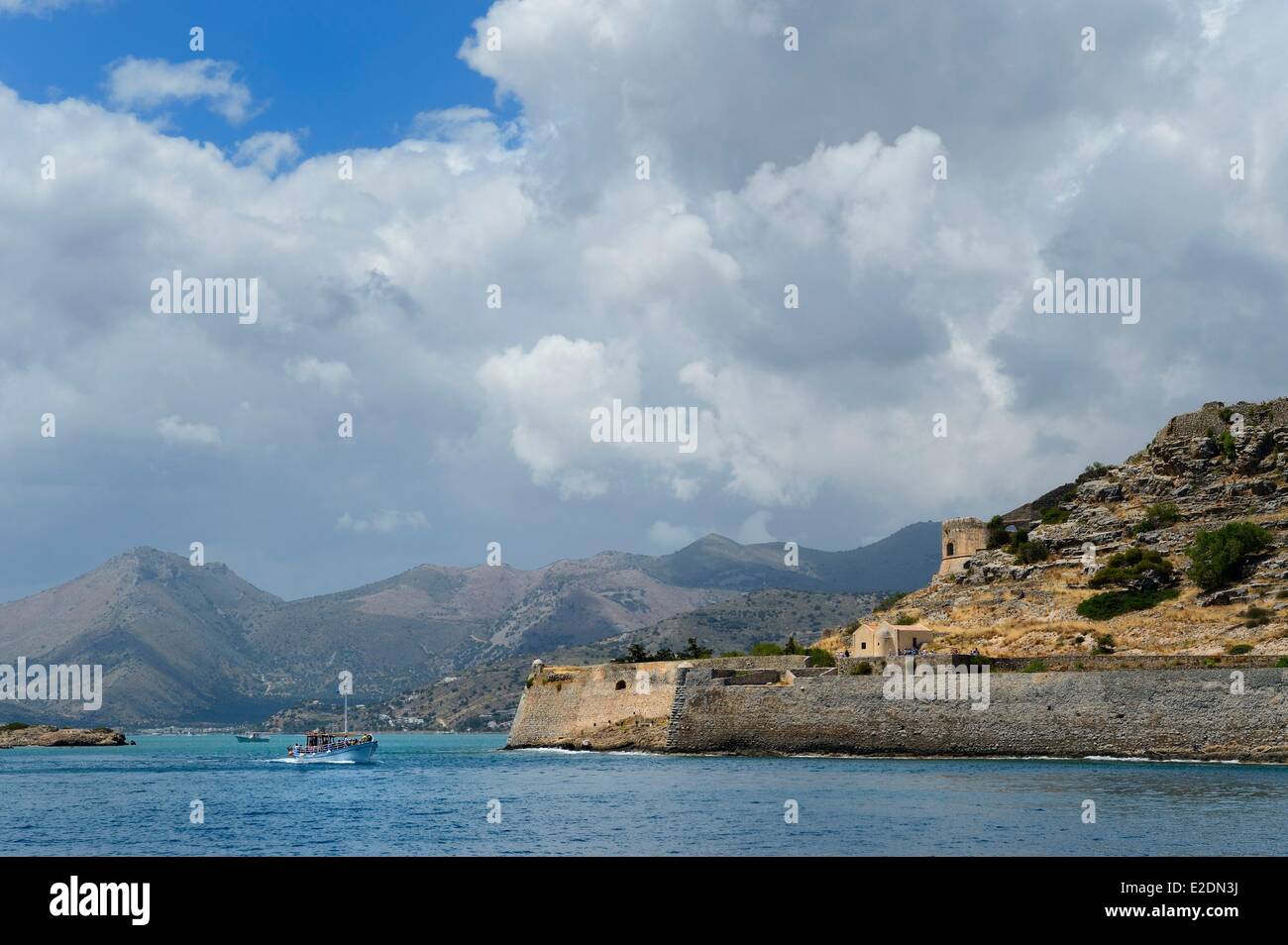 Greece Crete Agios Nikolaos region Elounda island Spinalonga Fort (Kalydon) Venetian fortress Stock Photo