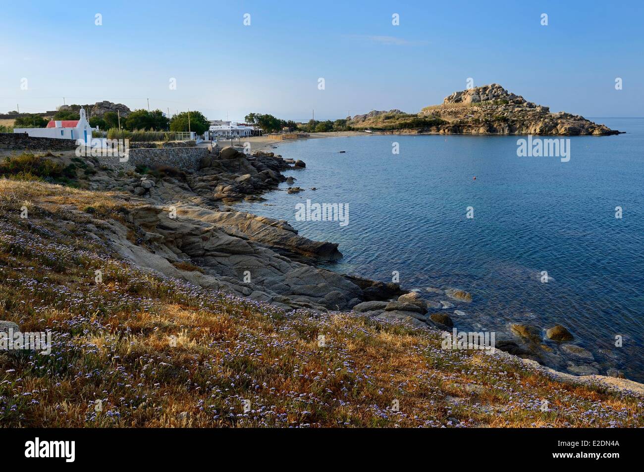 Greece Cyclades islands Mykonos island village of Platis Gialos Stock Photo