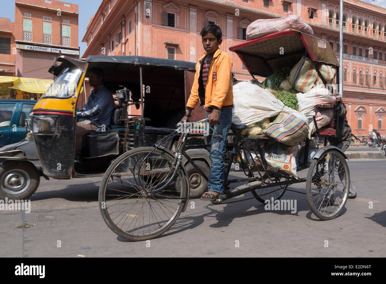 India Rajasthan state Jaipur Rickshaw Stock Photo