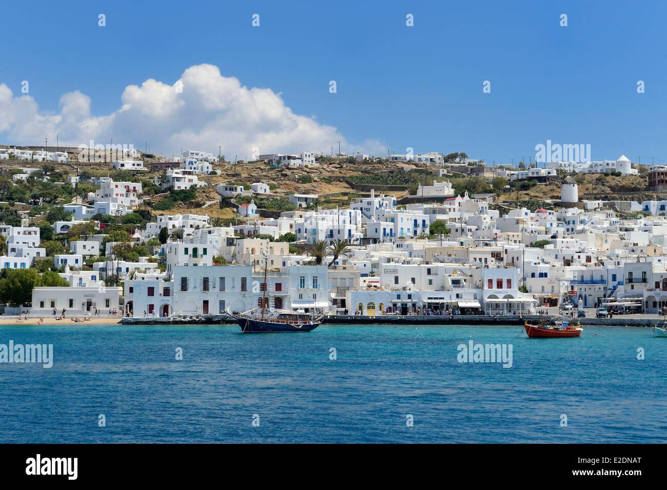 Greece Cyclades islands Mykonos island Chora (Mykonos town) the old harbour Stock Photo