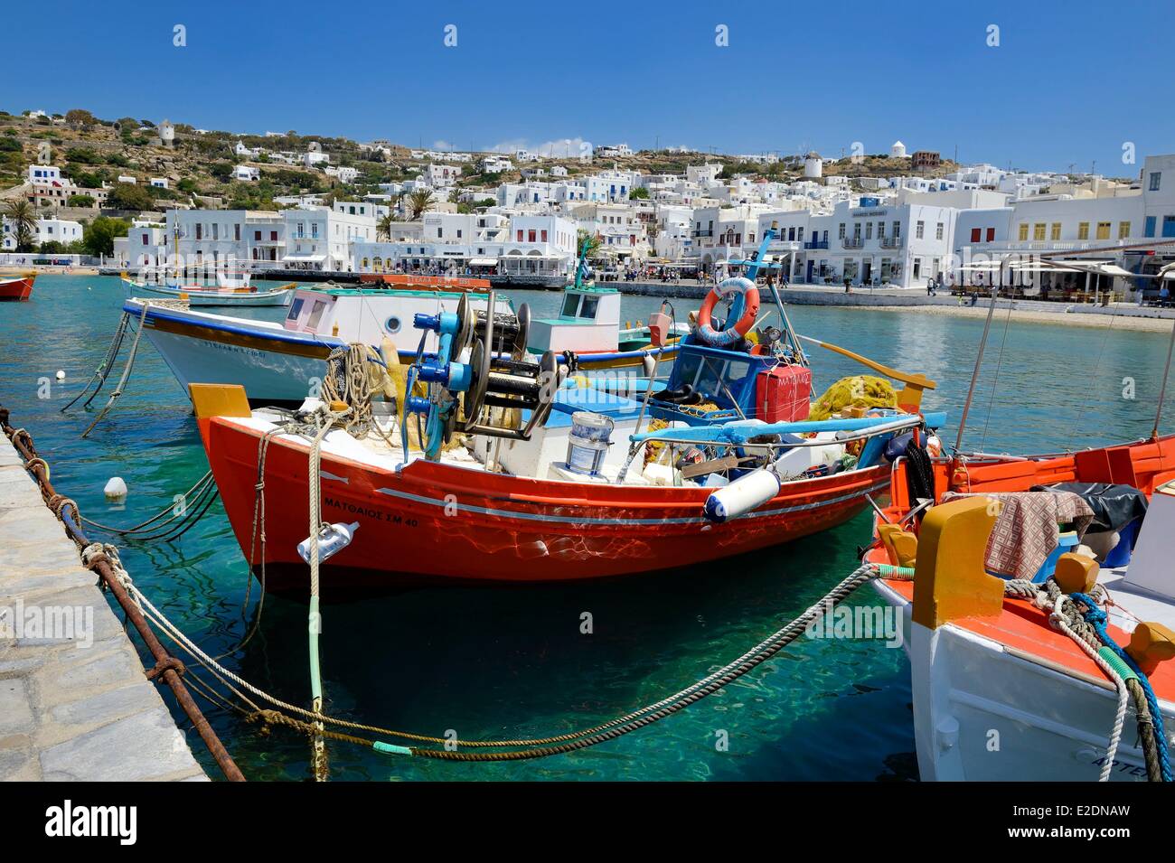 Greece Cyclades islands Mykonos island Chora (Mykonos town) the old fishing harbour Stock Photo