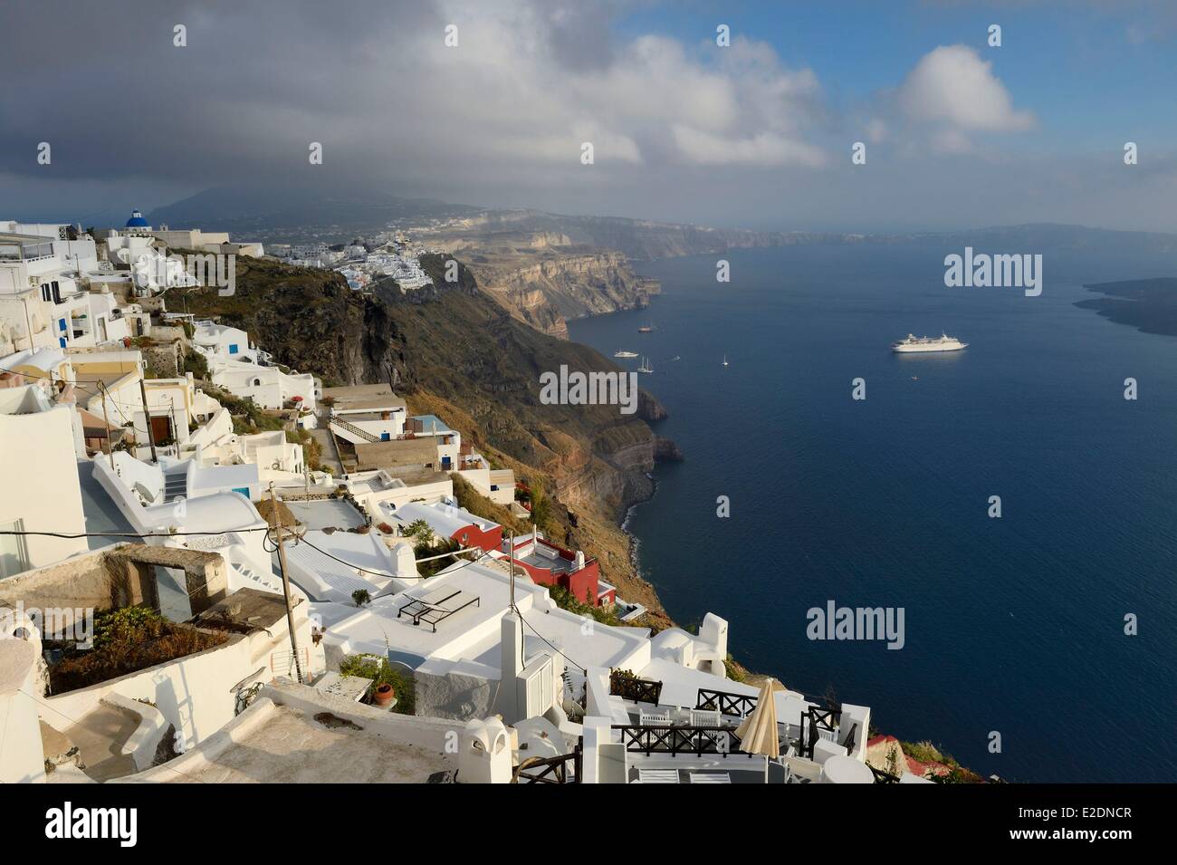 Greece Cyclades Aegean Sea Santorini (Thira or Thera) the village of Imerovigli overlooking the caldera Stock Photo