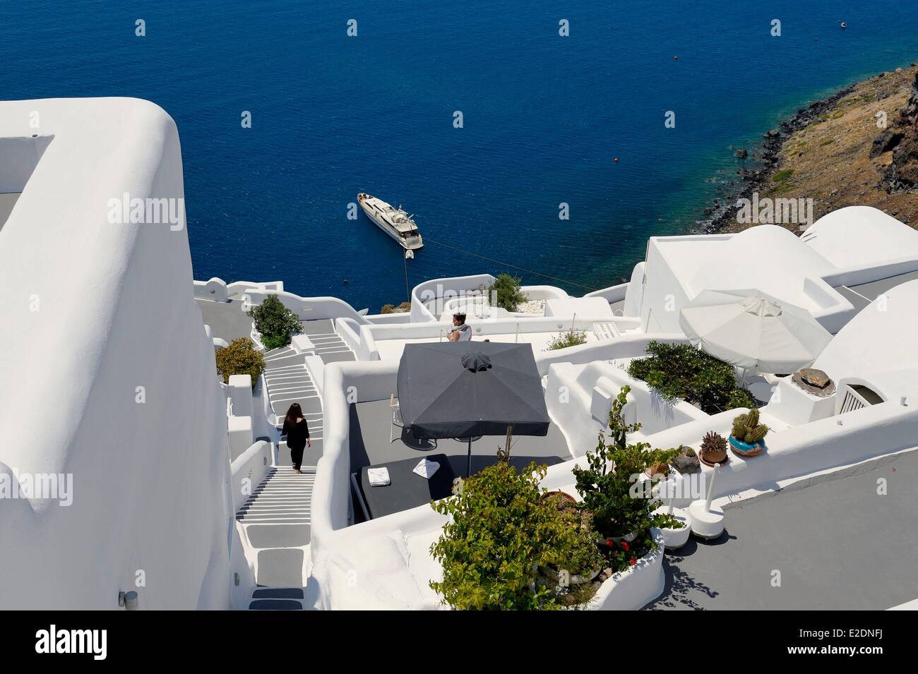 Greece Cyclades Aegean Sea Santorini (Thira or Thera) village of Oia Relais & Chateaux hotel Kirini Suites & Spa Stock Photo