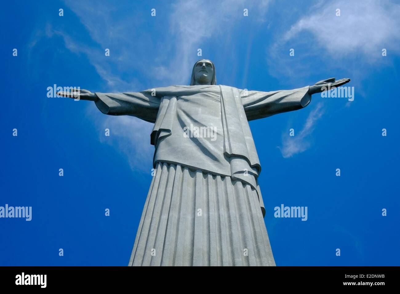 Brazil Rio de Janeiro cariocas landscape listed as World Heritage by UNESCO Cristo Redentor statue on top of Mount Corcovado Stock Photo