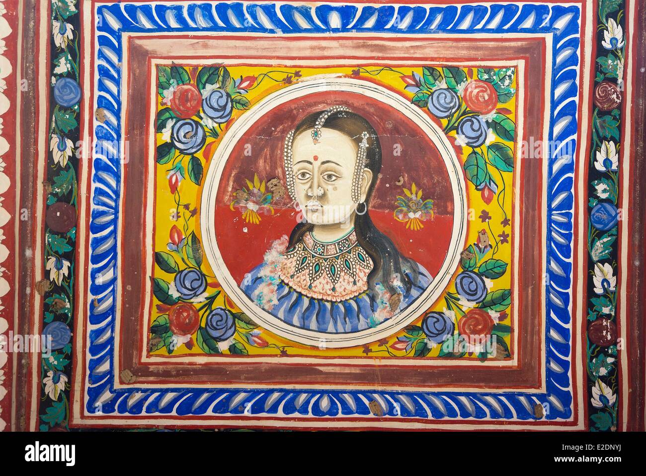India Rajasthan state Shekhawati Nawalgarh Bhagton ki Haveli portrait of Frida Kahlo Stock Photo
