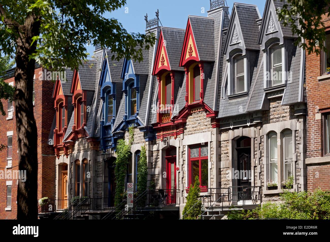 Canada Quebec province Montreal Saint Louis Square old houses Stock Photo -  Alamy