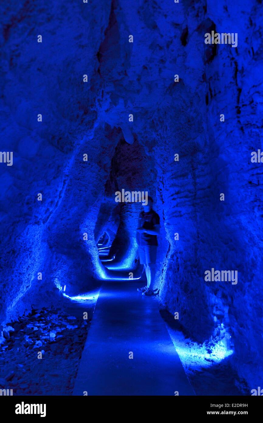 New Zealand North island Waikato region the Waitomo Glowworm Caves bristling with stalactites and stalagmites shimmer of Stock Photo