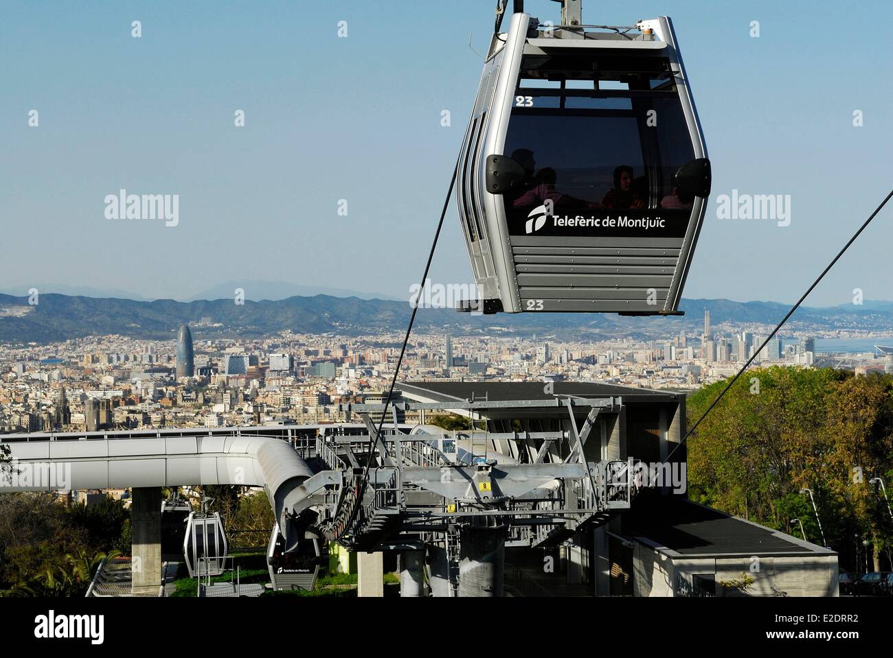 Spain Catalonia Barcelona Montjuic cable car Stock Photo - Alamy