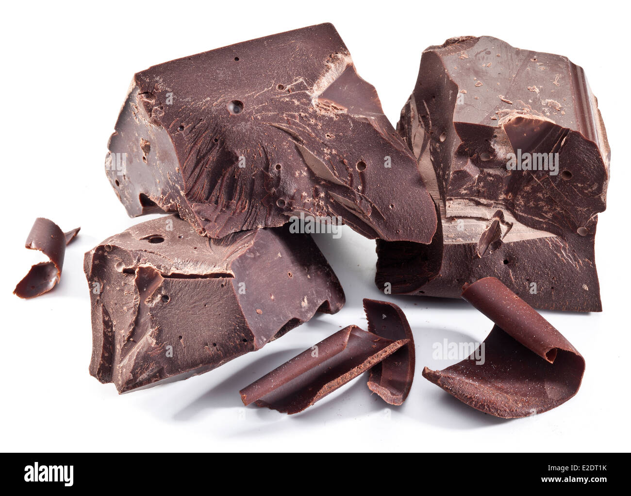 Chocolate blocks isolated on a white background. Stock Photo