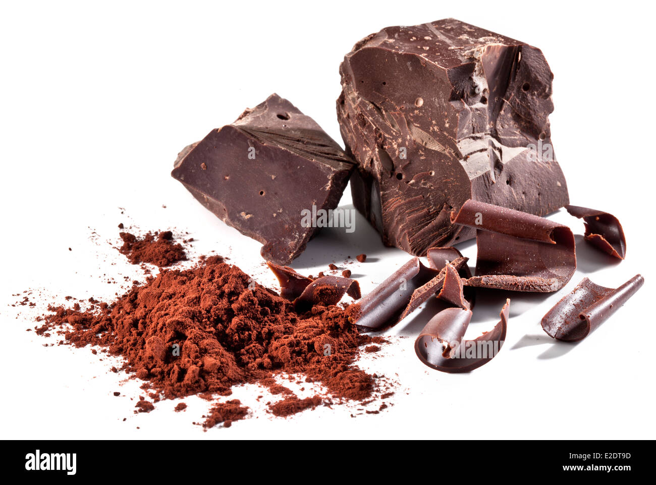 Chocolate blocks isolated on a white background. Stock Photo