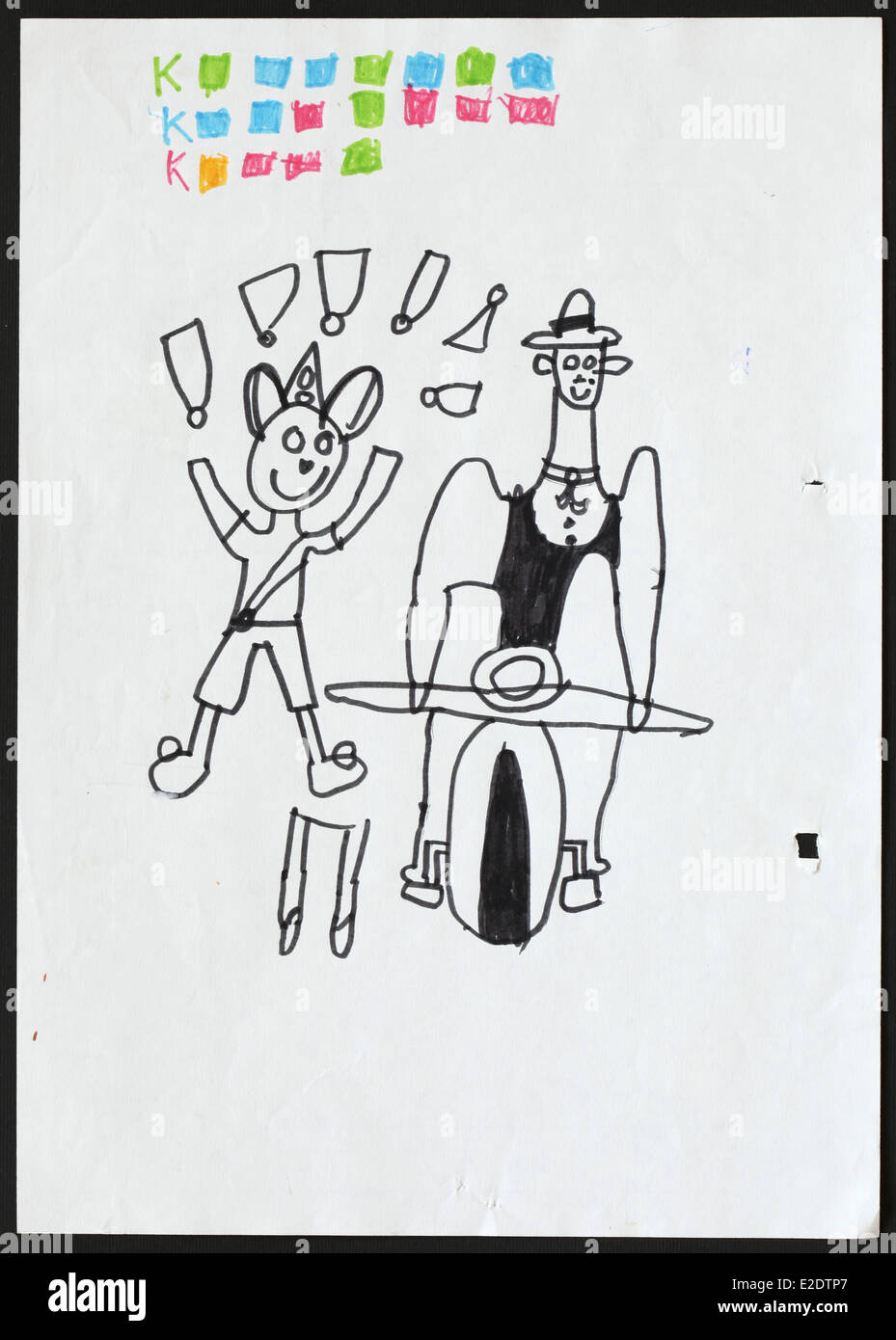 Original child's drawing of a circus performance drawn by a five-year ...
