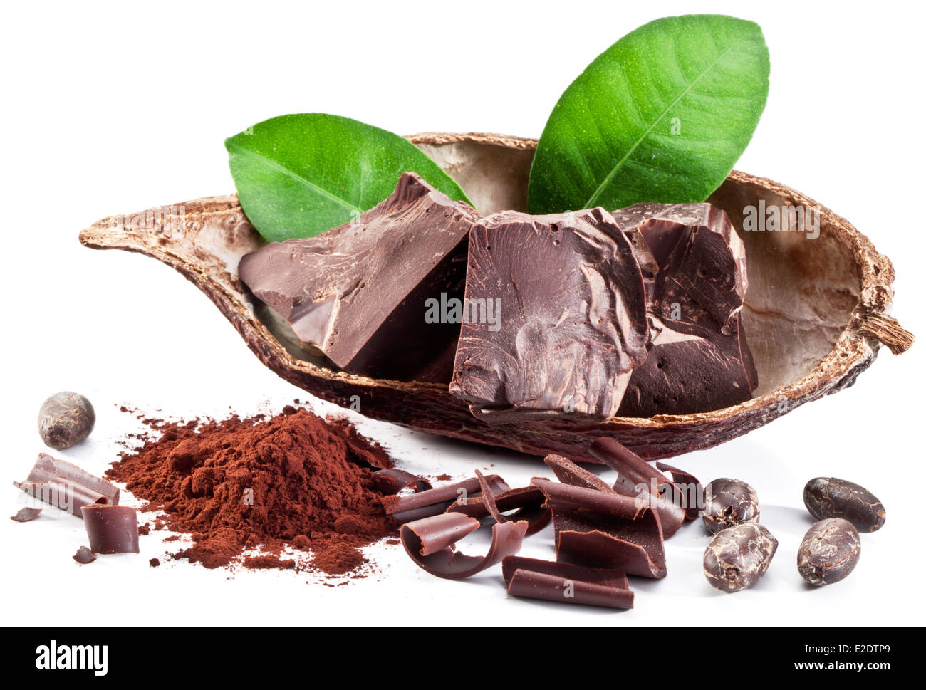 Chocolate blocks isolated on a white background. Stock Photo