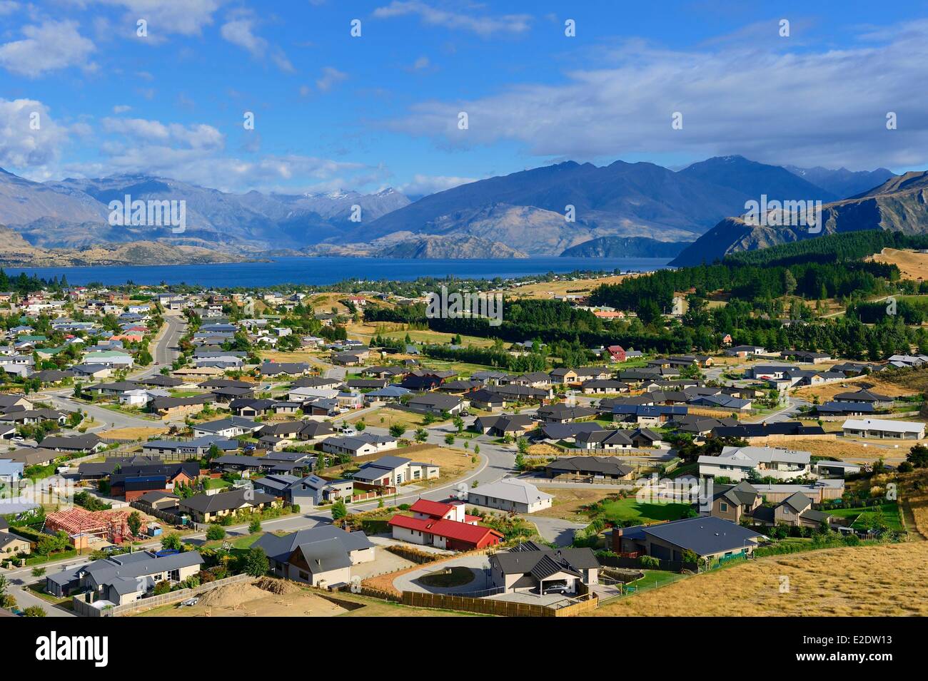 New Zealand South island Otago region Wanaka and lake Wanaka at the gates of Mount Aspiring National Park Stock Photo