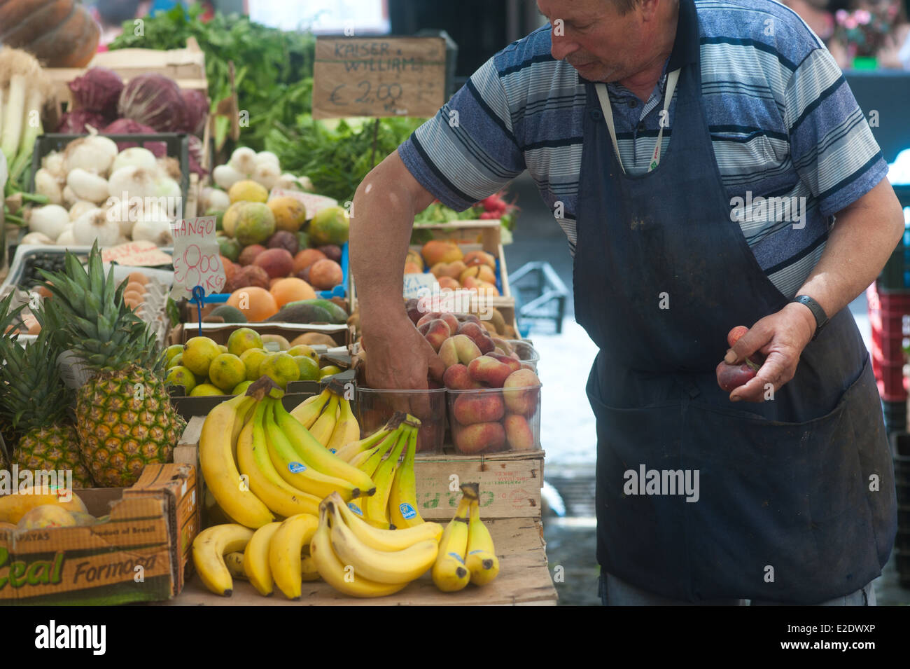Rome Italy - People shopping at farmers market Campo dei Fiori Stock Photo