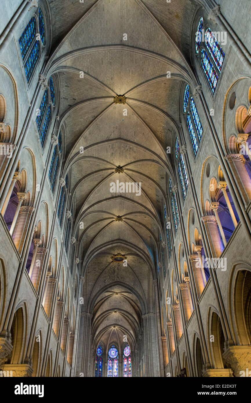 France Paris Ile de la Cite Notre Dame de Paris cathedral the nave Stock Photo Alamy