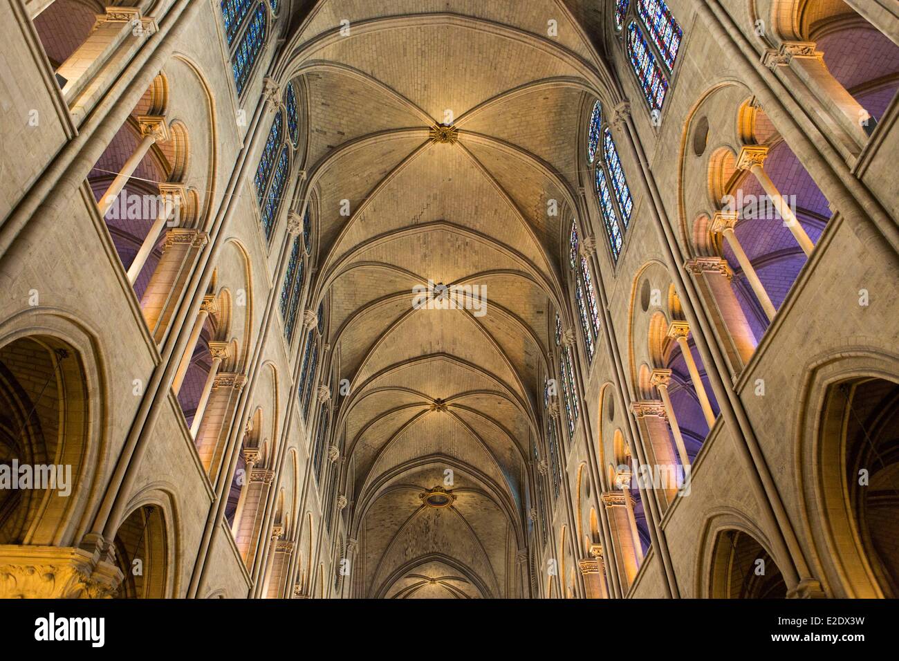 France Paris Ile de la Cite Notre Dame de Paris cathedral the nave