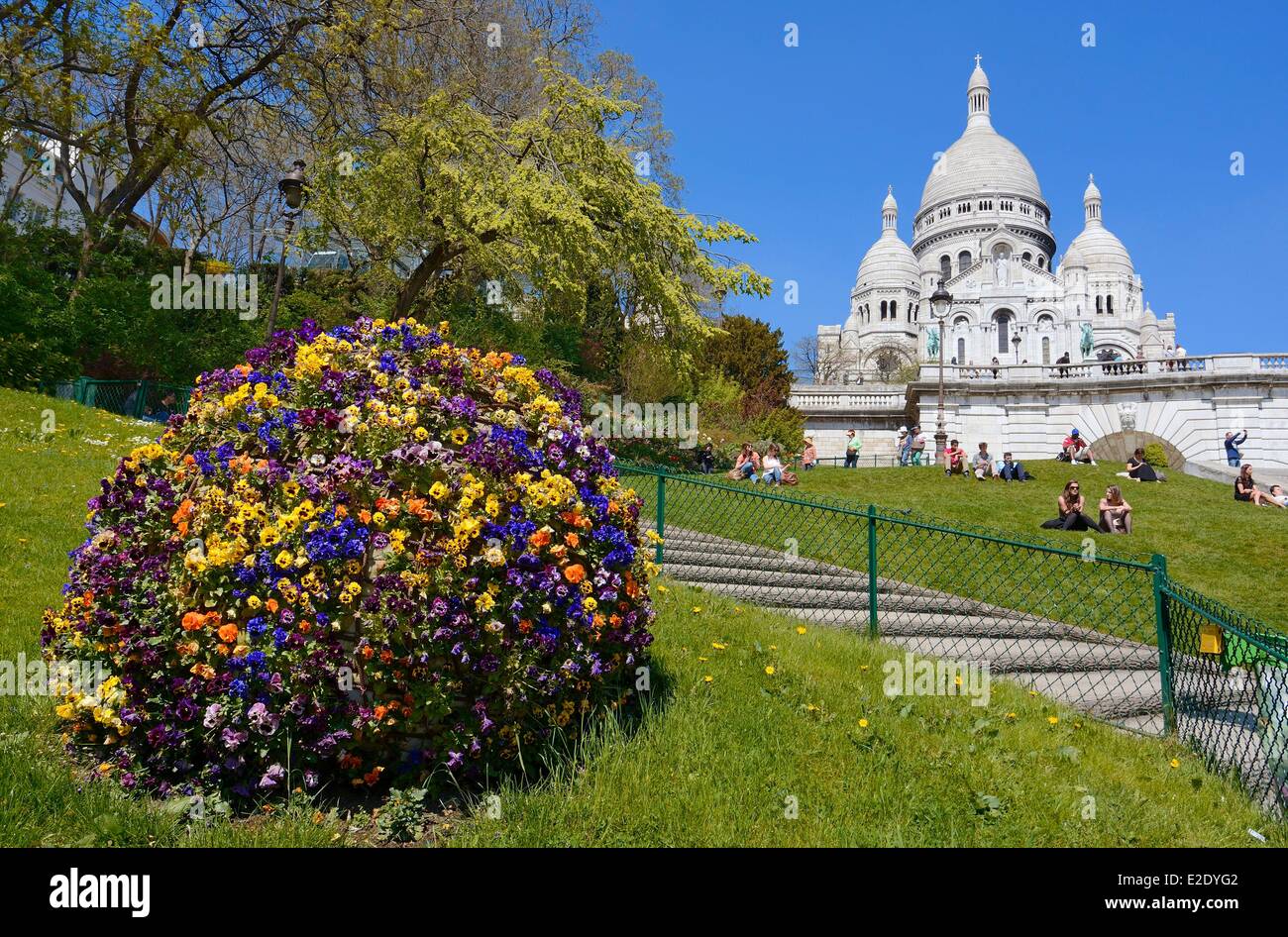 France Paris Sacred-Heart basilica in Montmartre Stock Photo